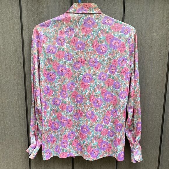 Vintage‎ Floral Polyester Blouse - Picture 4 of 6